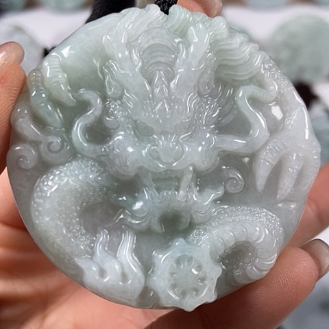 翡翠颈饰未镶嵌龙凤呈祥两面工福利