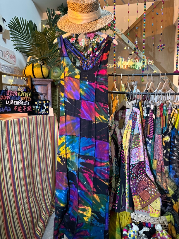 泰国扎染拼接镂空吊带裙