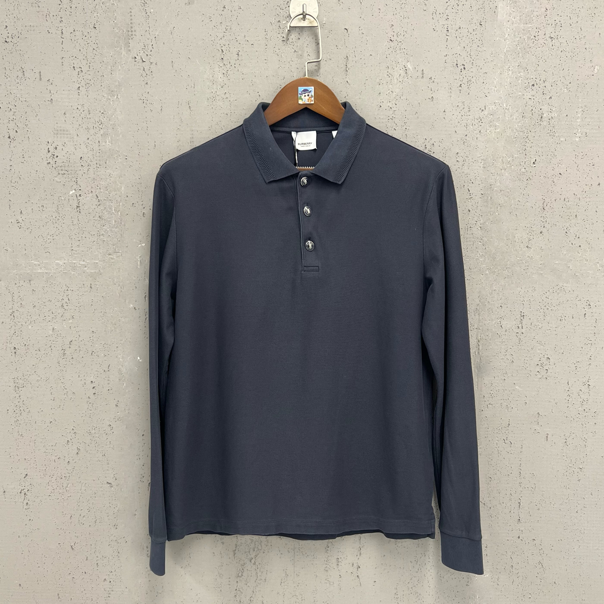 95新 BURBERRY/博柏利 burberry藏青色纽扣刻字标长袖打底m码