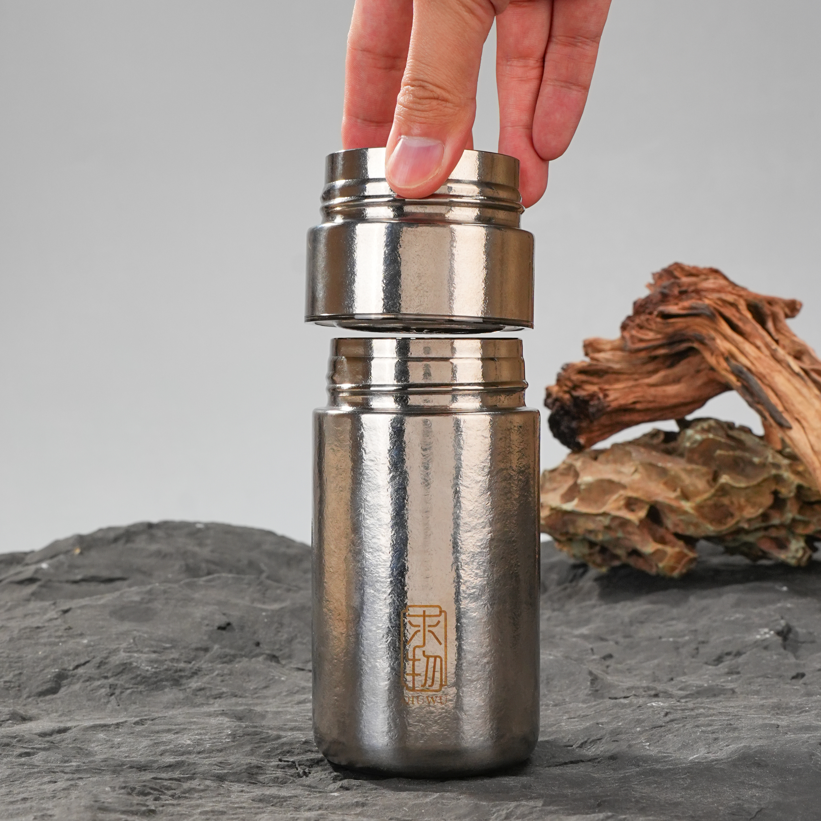 【求物】茶水分离双杯体商务茶水分离杯钛杯