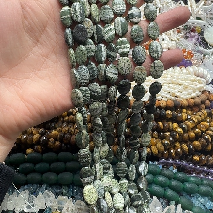 玛瑙/玉髓未镶嵌珠宝半成品一条10x14mm银线石