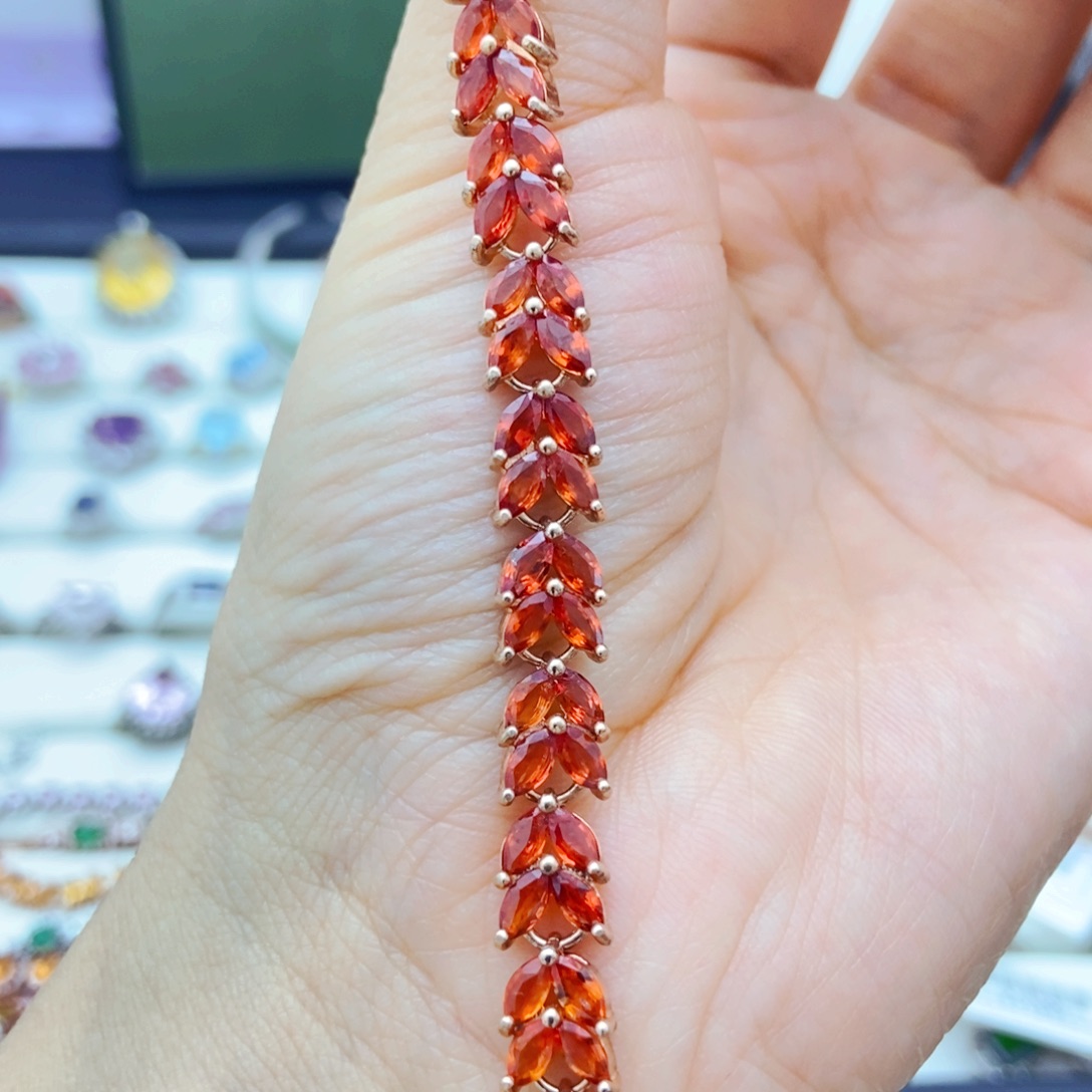 手链彩色蓝宝石银S925镶嵌