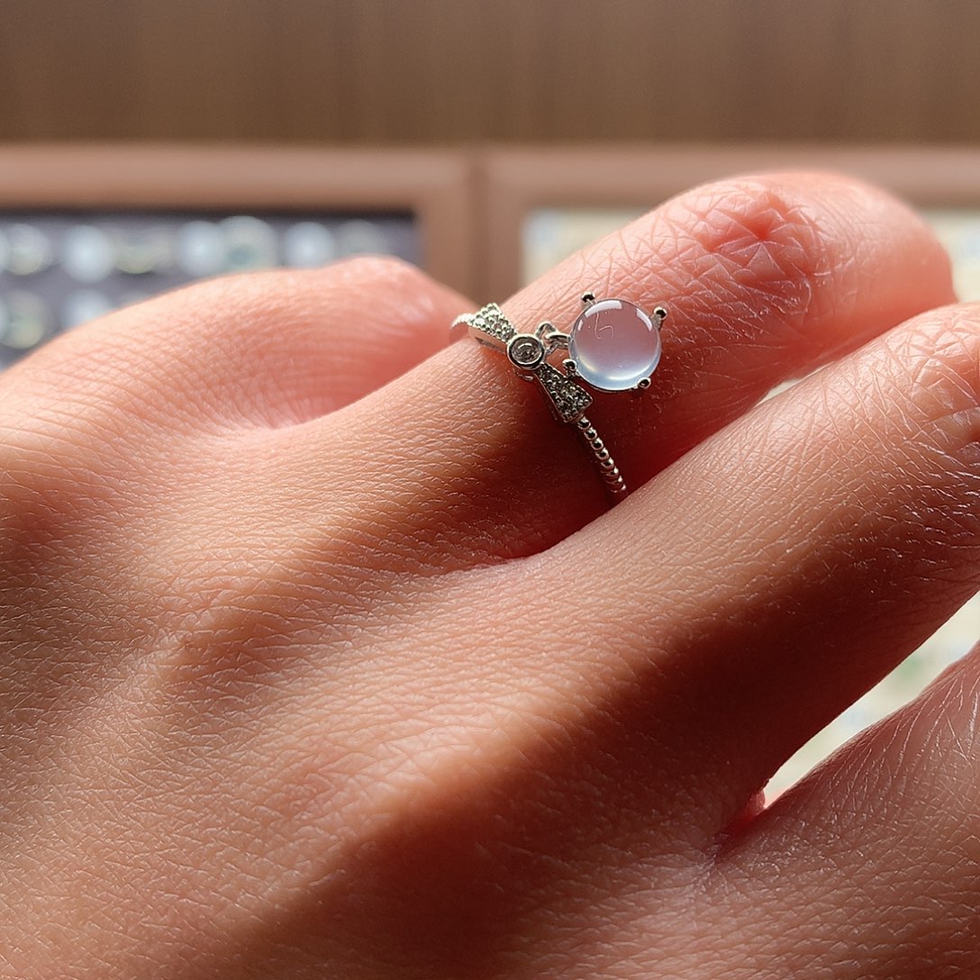 蛇纹石玉银S925镶嵌戒指