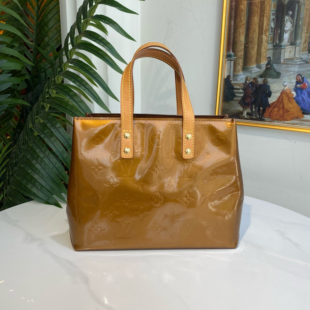 95新 LouisVuitton/路易威登 多宝二奢/62044漆皮手提包小nano号