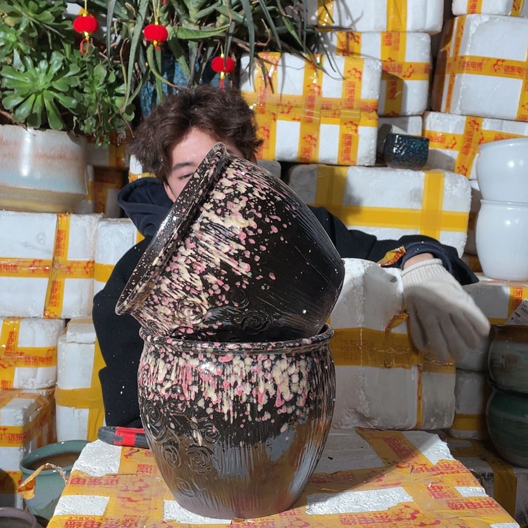 无铅玻璃宜兴紫砂花盆