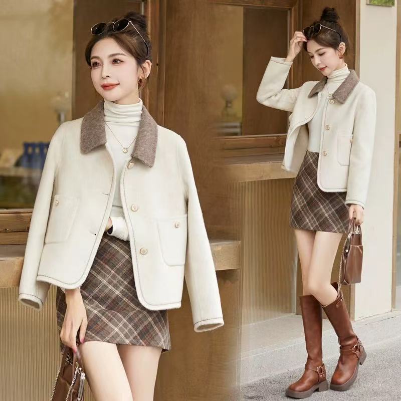 珩绣2025新款秋冬羊毛小香风冬季毛呢短款气质加厚外套2037洋气