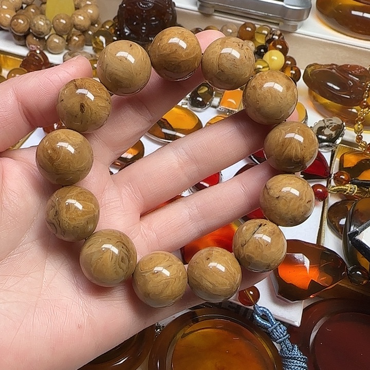 手链琥珀未镶嵌&****&天然缅甸琥珀根蜜手串46.9克