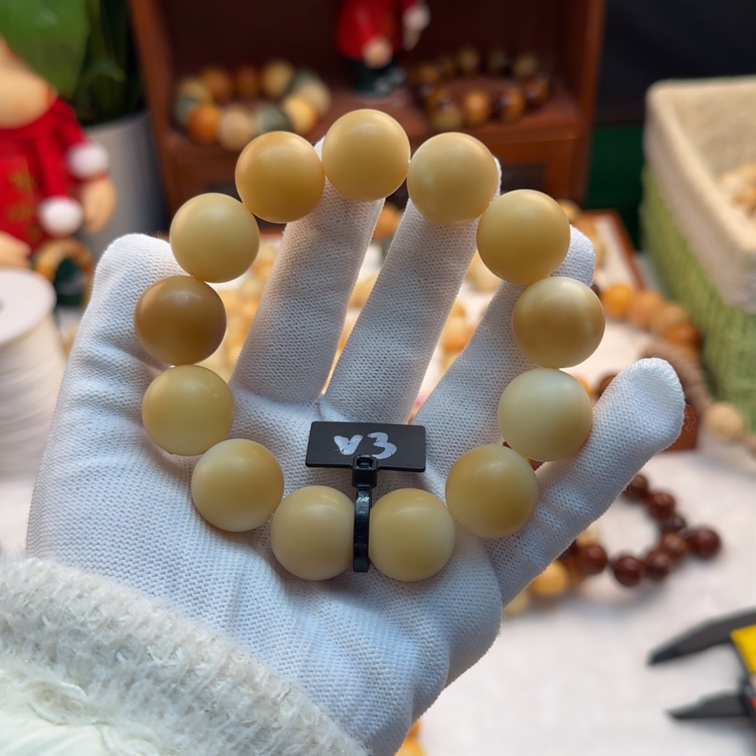 菩提根/象牙果手串卡18.5圆珠干磨微瑕