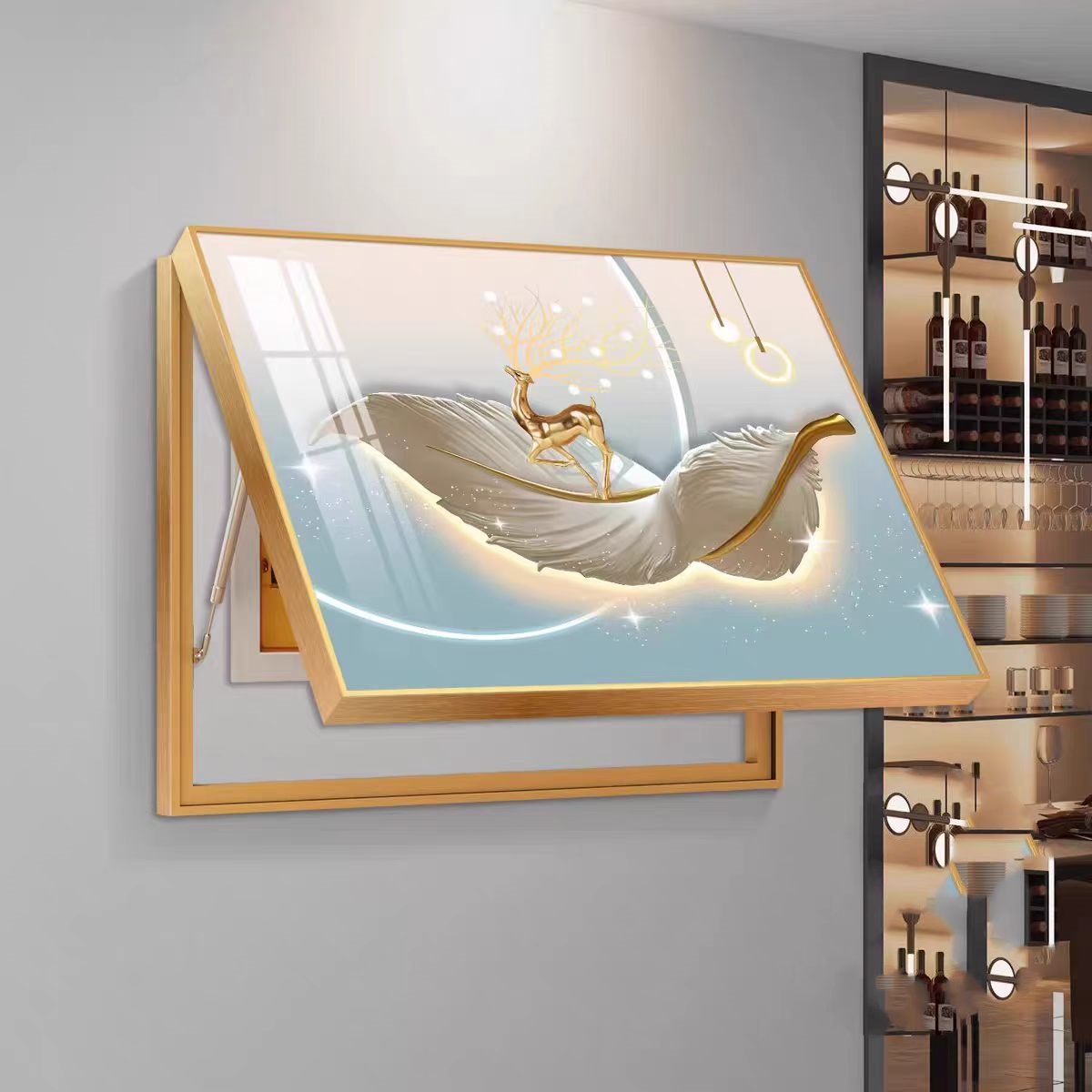 电表箱装饰画遮挡轻奢山水配电箱挂画电闸盒子壁画现代时尚款式