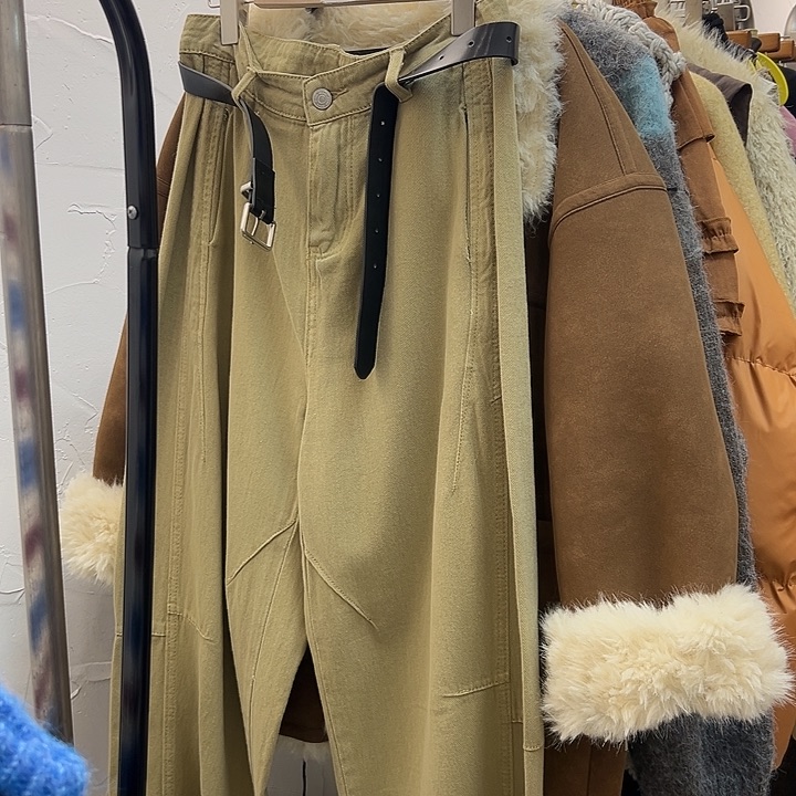 今天新款 卡其色配腰带牛仔裤L