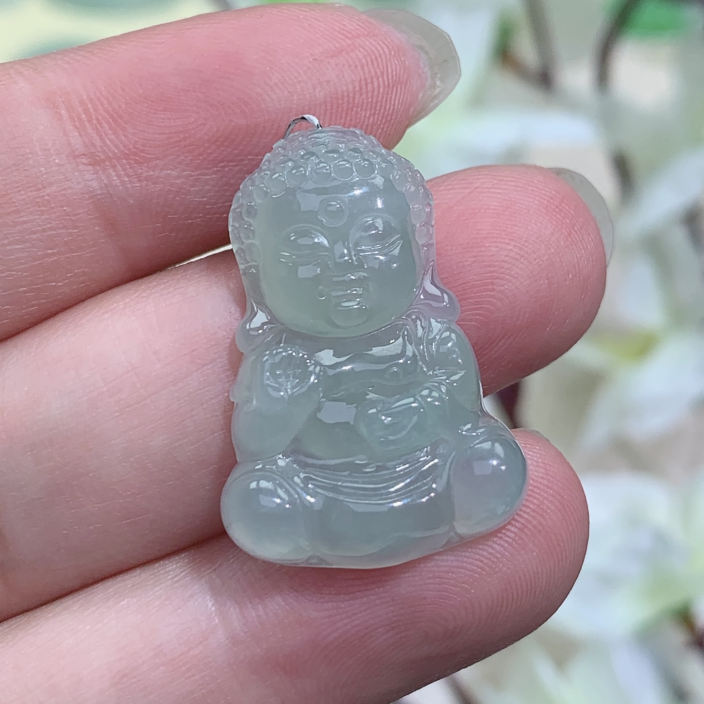 4.32g 缅甸 天然 翡翠A货冰种 宝宝佛 吊坠27.1×18.7×5.6mm