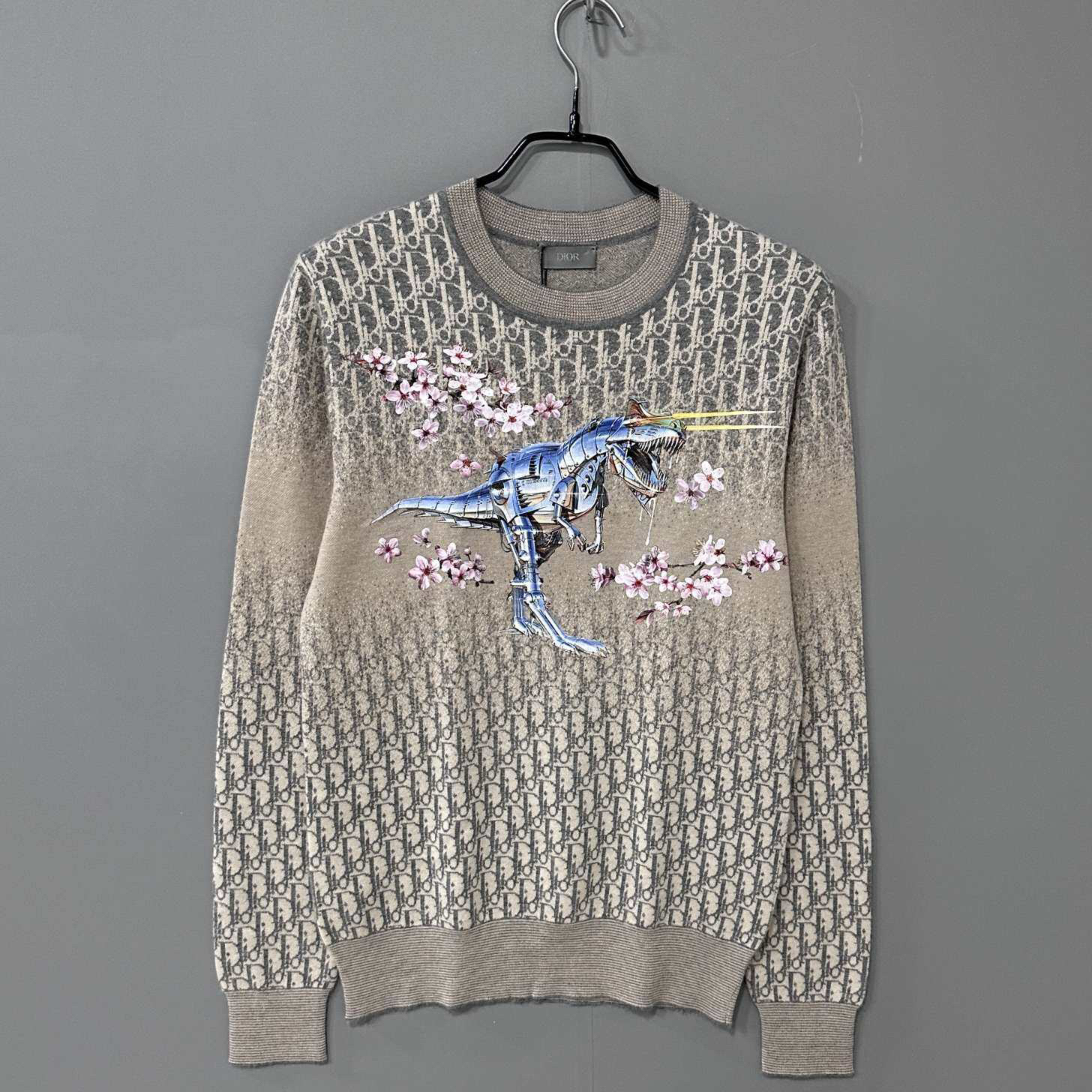 99新 DIOR/迪奥 空山基联名 满印logo羊绒毛衣 /S码/52094
