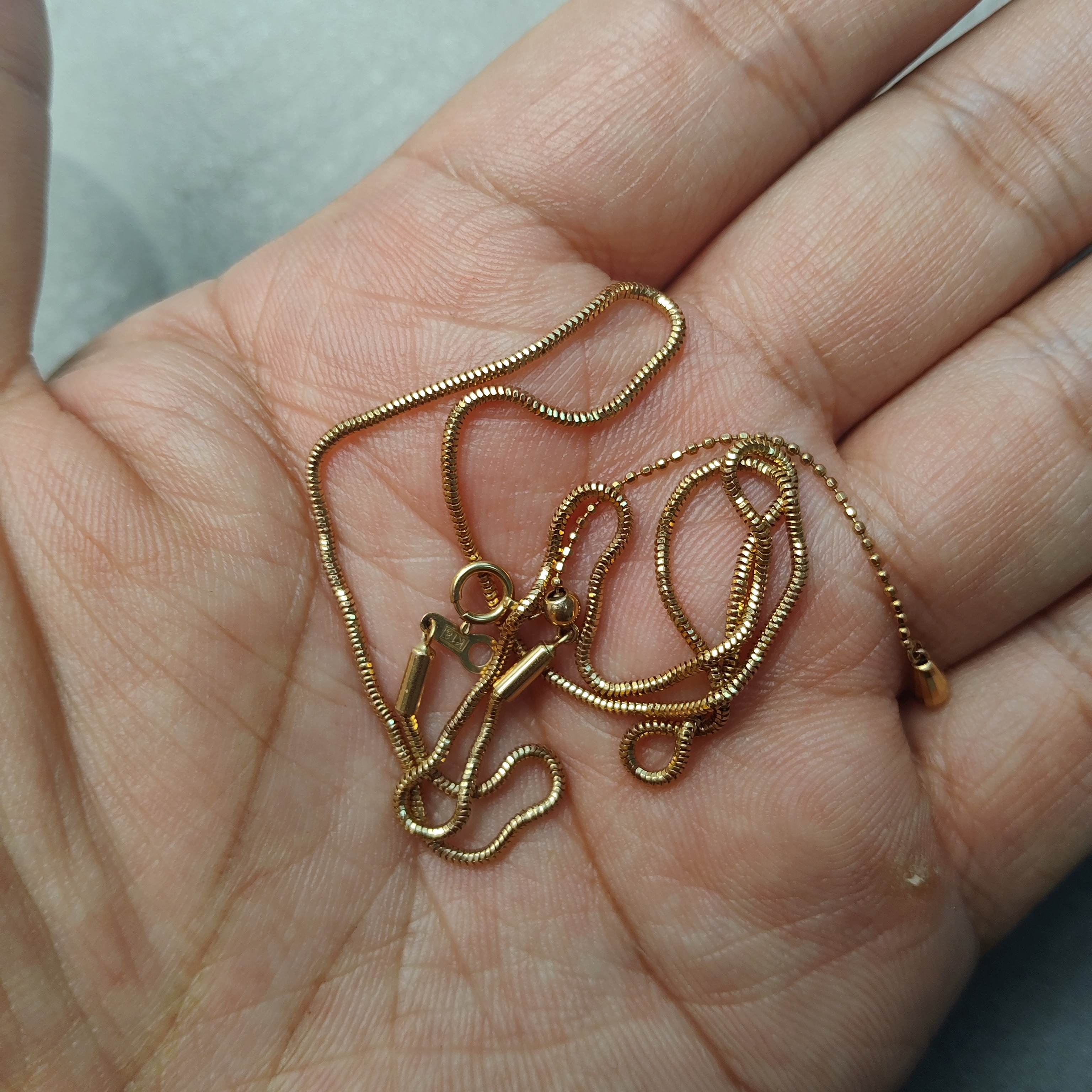 18K金蛇骨素金项链