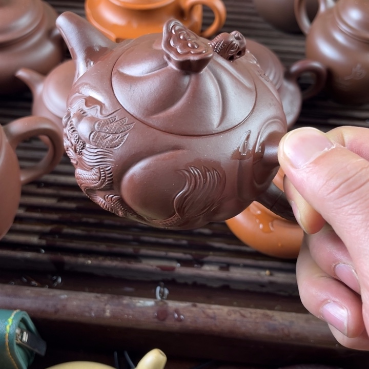 茶壶紫砂紫泥鱼化龙