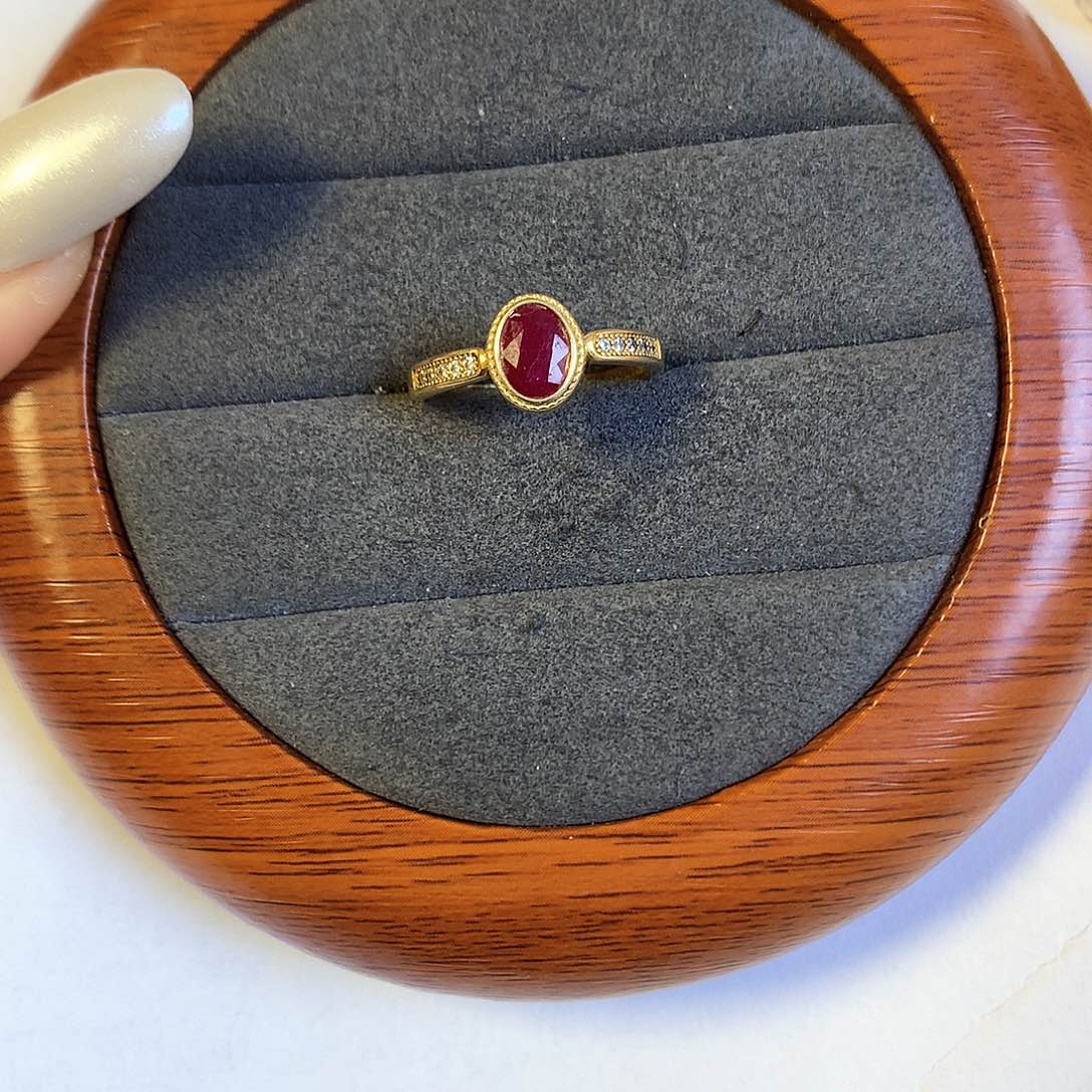 红宝石戒指银S925镶嵌