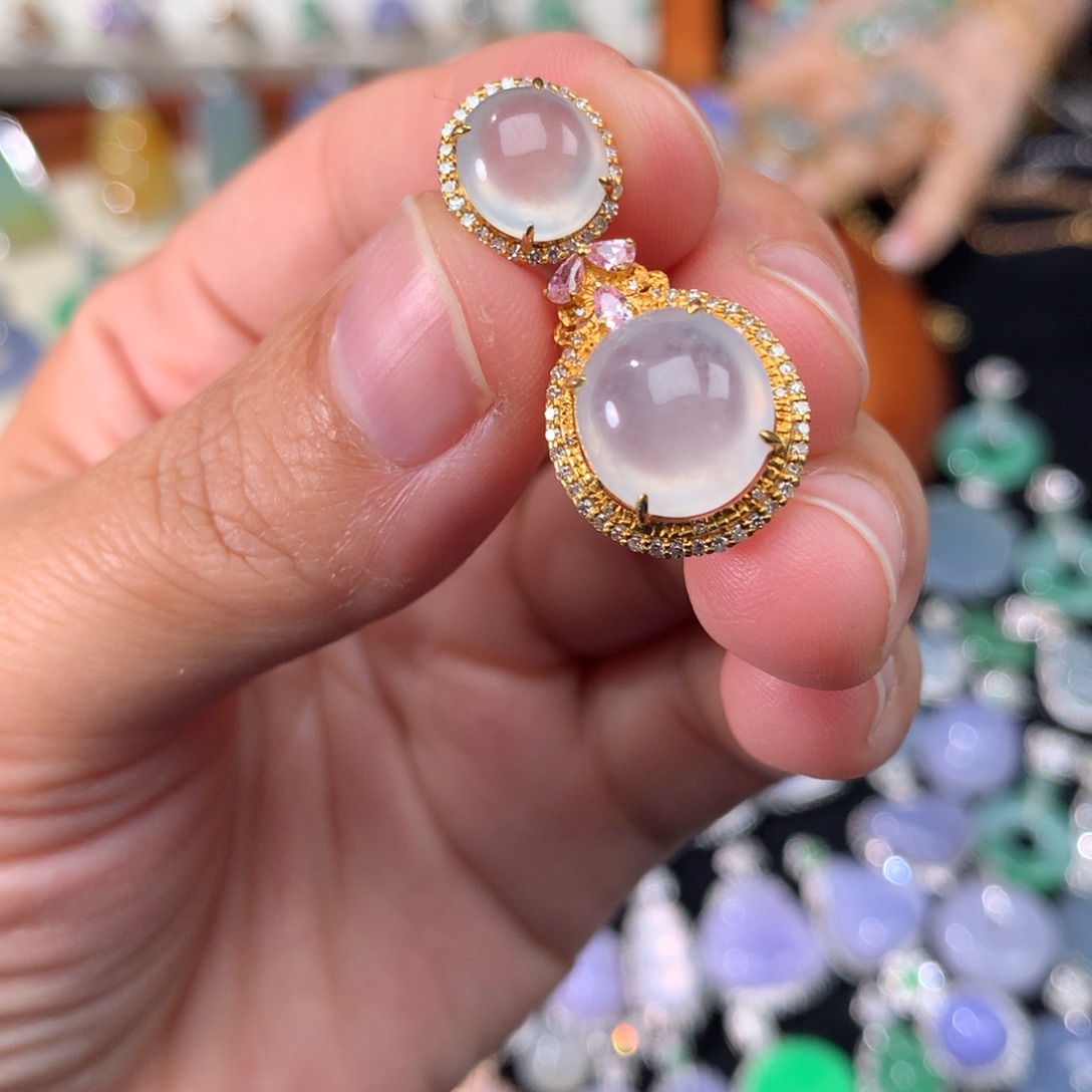 吊坠(不含链)18K金镶嵌翡翠