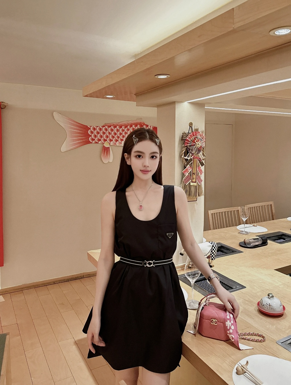 99新 Prada/普拉达 pp772 Prada 普拉达 锦纶 三角标无袖连衣裙