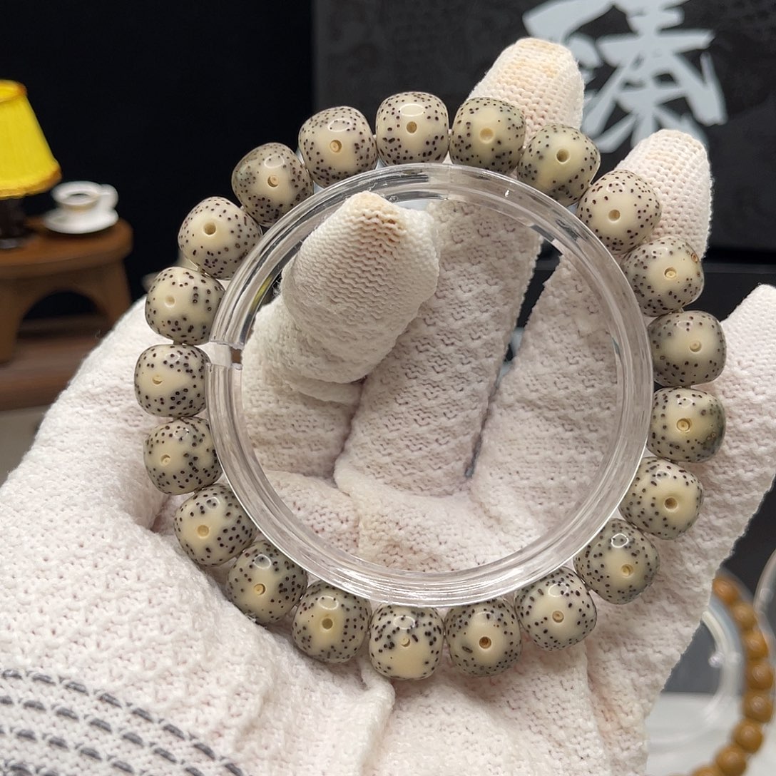 手串星月菩提石玉青花双留白高抛11×10