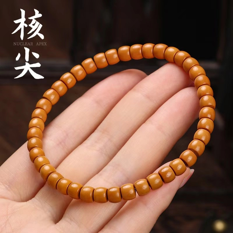精品橄榄核核尖手串直切单圈文玩国潮佛珠男女款素籽手链核桃手串