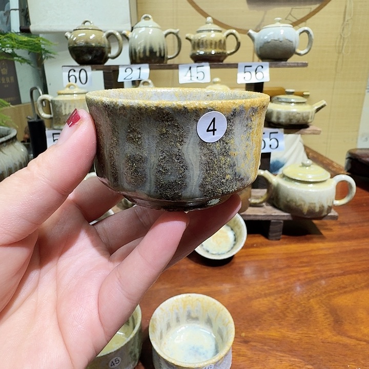 建水紫陶白泥柴烧杯