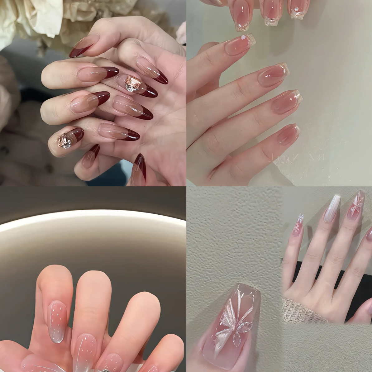 【桃雾冰花】秋冬新款手工定制穿戴甲美甲成品美甲贴片10片