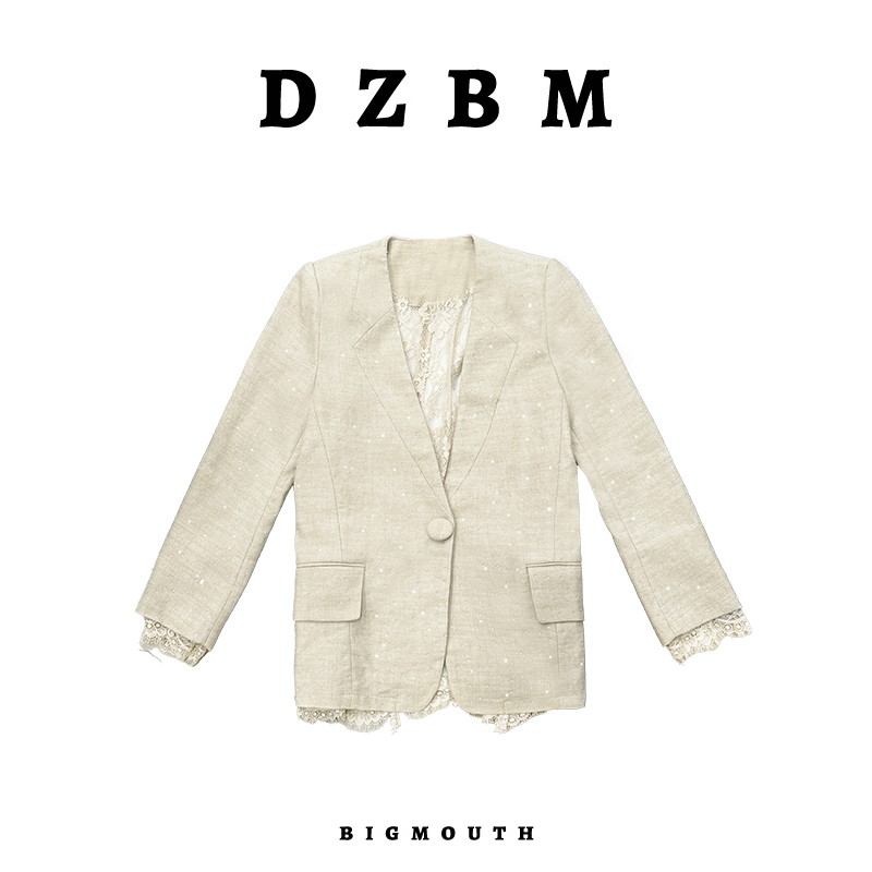 DZBM2025春季新款蕾丝内里设计亚麻西服外套-W5494