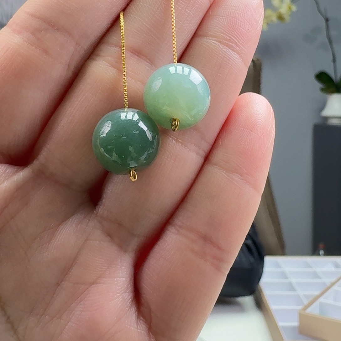 翡翠耳饰银S925镶嵌天然