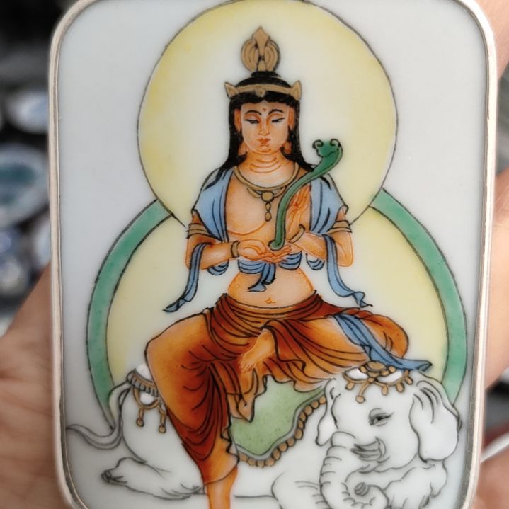 瓷片银*树普贤菩萨挂件一个一个