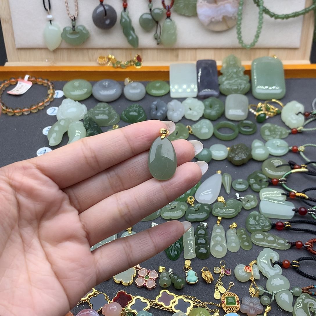 和田玉吊坠(不含链)银S925镶嵌