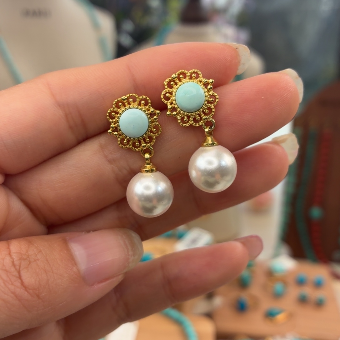 绿松石合金耳饰耳环