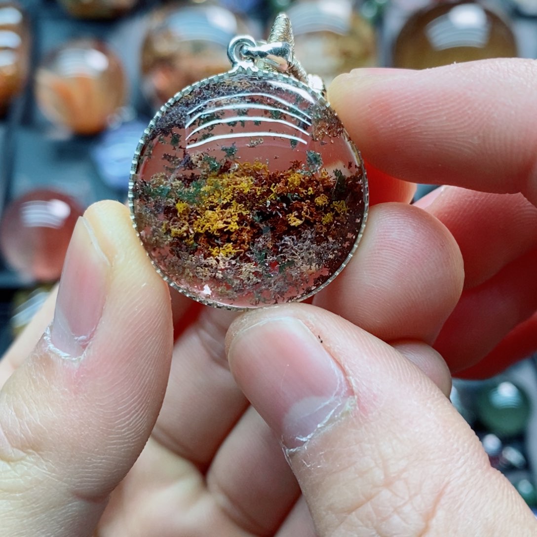 水晶颈饰银S925镶嵌水晶颈饰吊坠