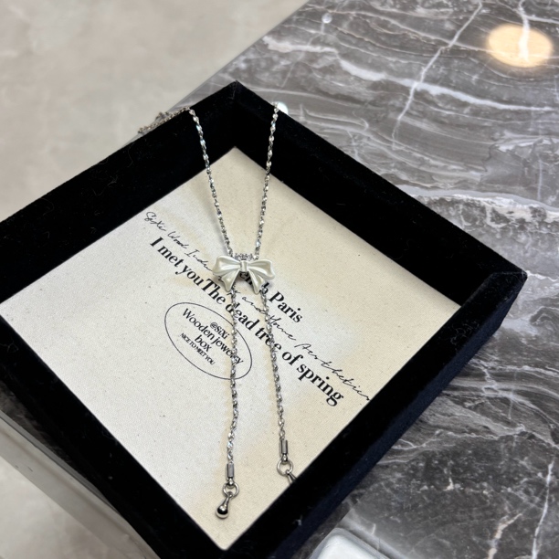 铜合金项链 白蝴蝶结抽拉项链XL3101