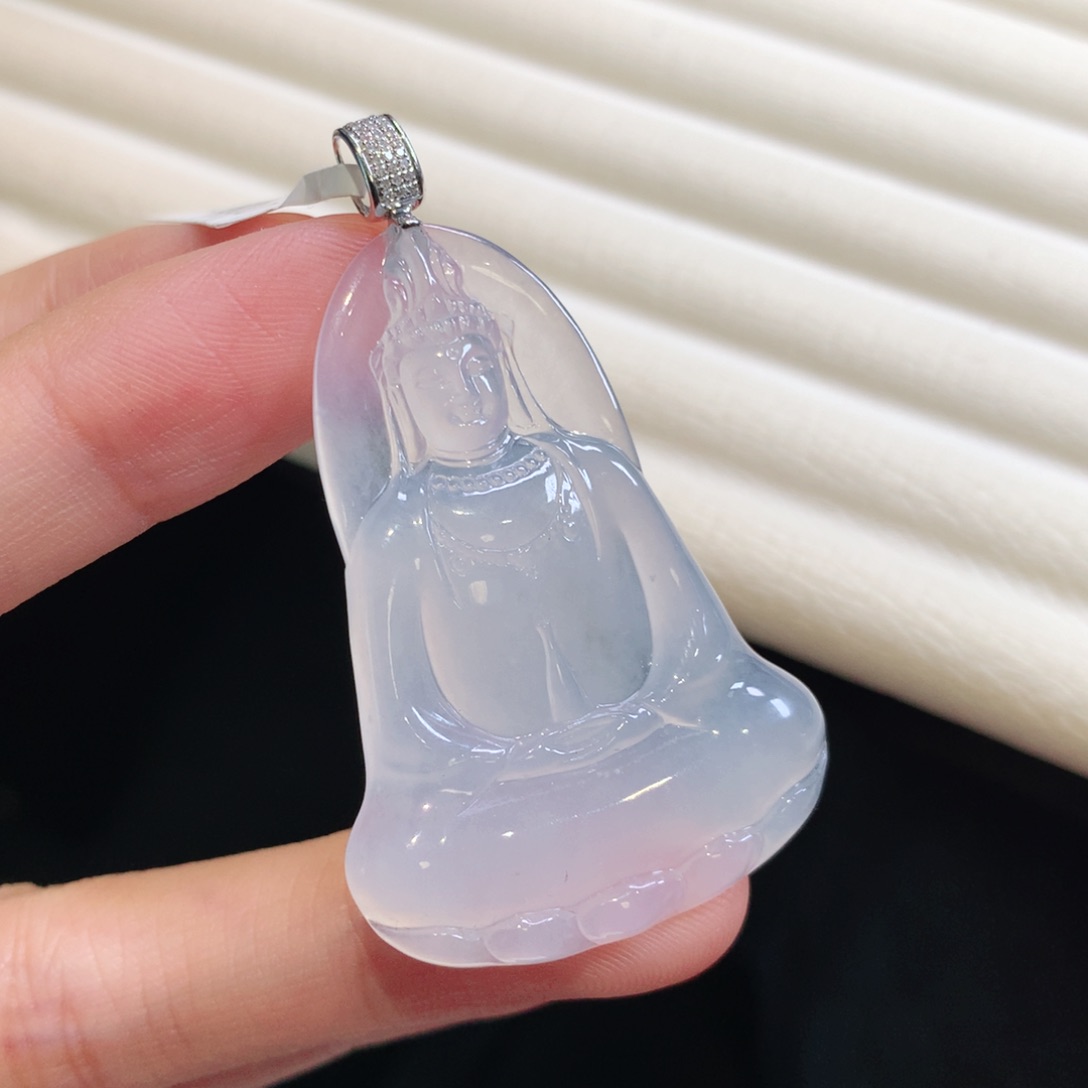 翡翠颈饰18K金镶嵌观音