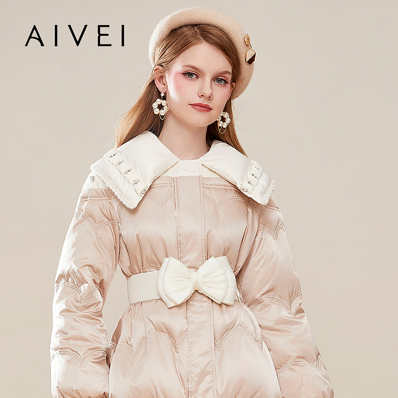 AIVEI秋冬季新款温柔气质通勤收腰绗缝女Q0660127