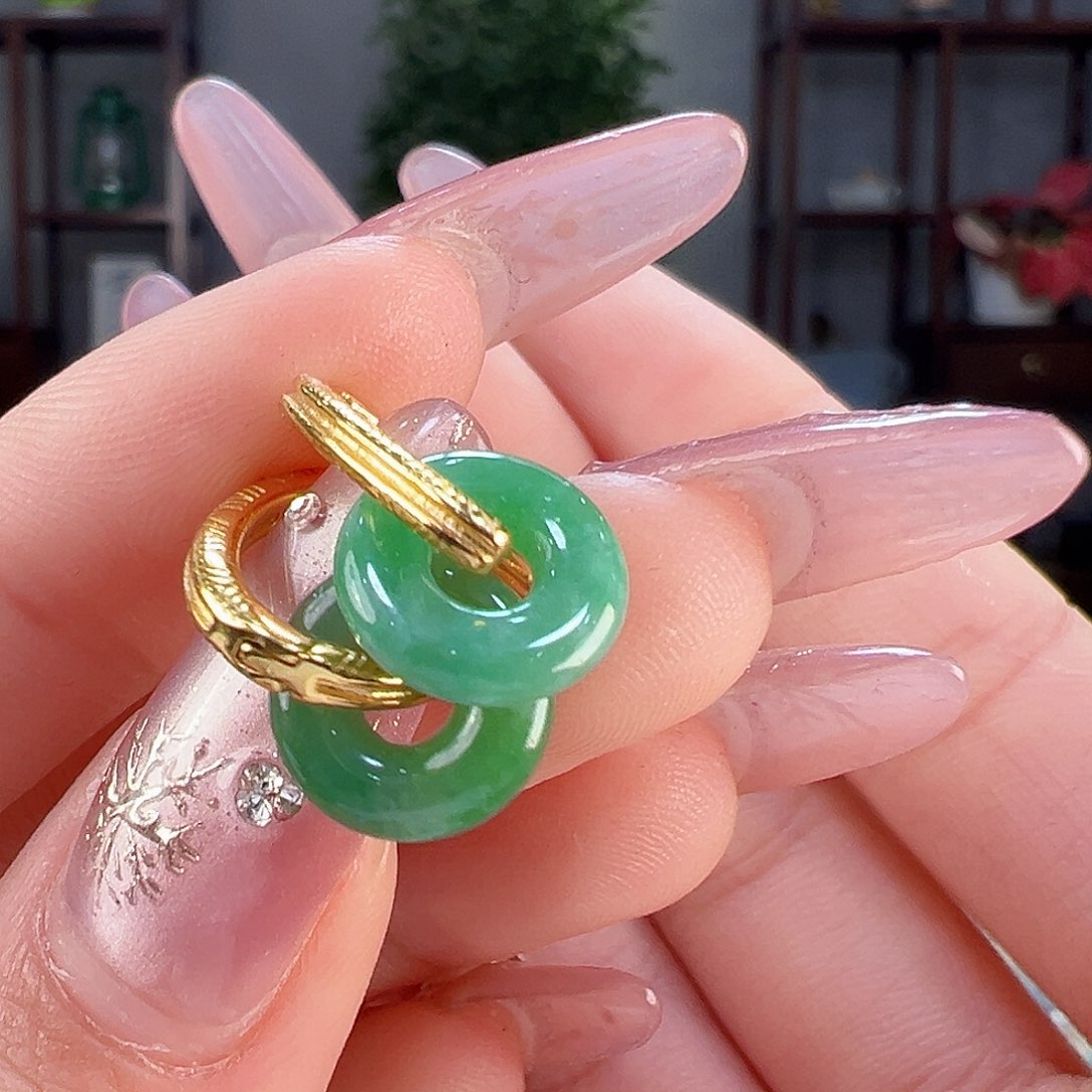 翡翠耳饰银S925镶嵌耳环33