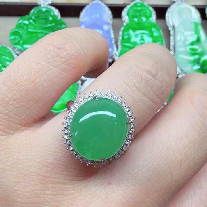 翡翠18K金镶嵌吊坠(不含链)戒指