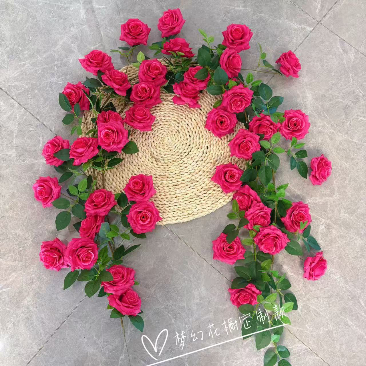 【拍5发6】爱莎玫瑰仿真花藤造景景区缠绕管道电视背景墙打造