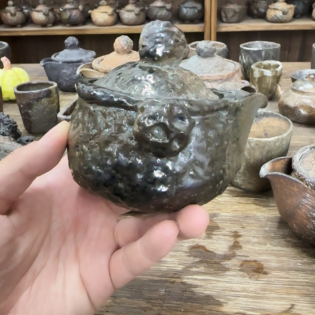 旅**5柴烧手捏宝瓶景德镇