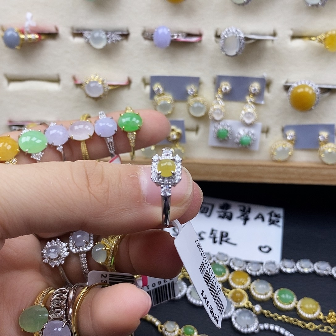 翡翠银S925镶嵌戒指