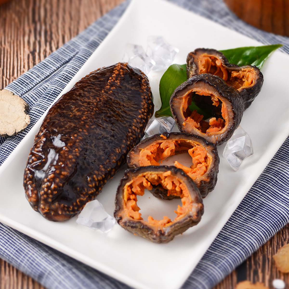 （领航员）深海捕捞红极参5斤海参切断