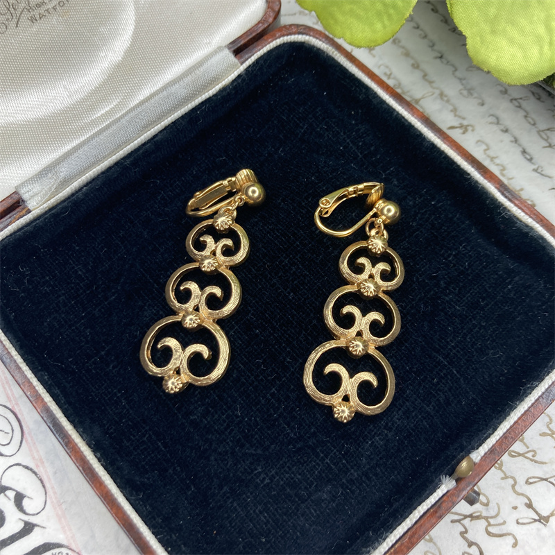 合金耳饰 金色云纹扫肩耳环2-19【2071125-039】