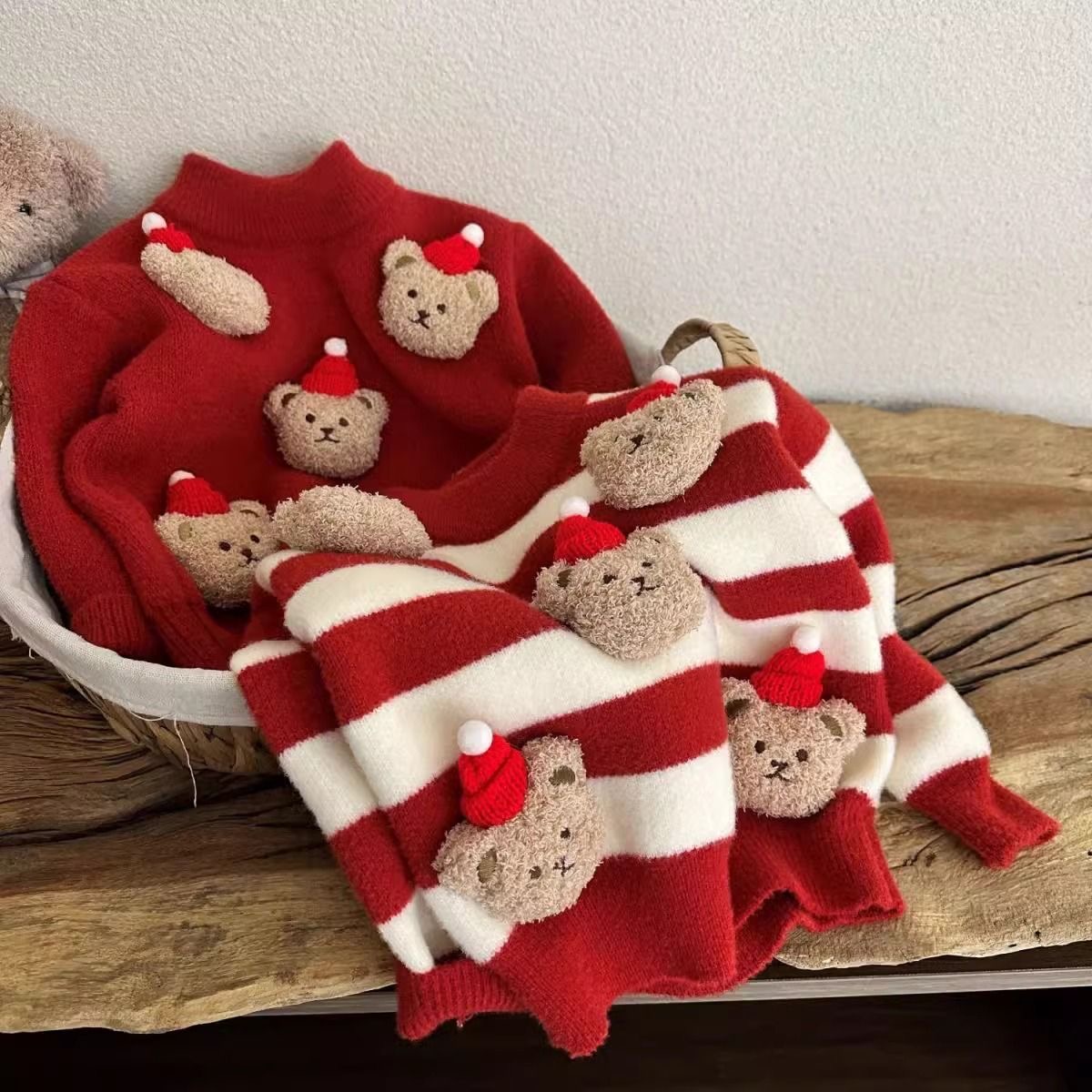 【思晨家】 女童新年过年毛衣秋冬季新款圣诞针织套头可爱毛衣