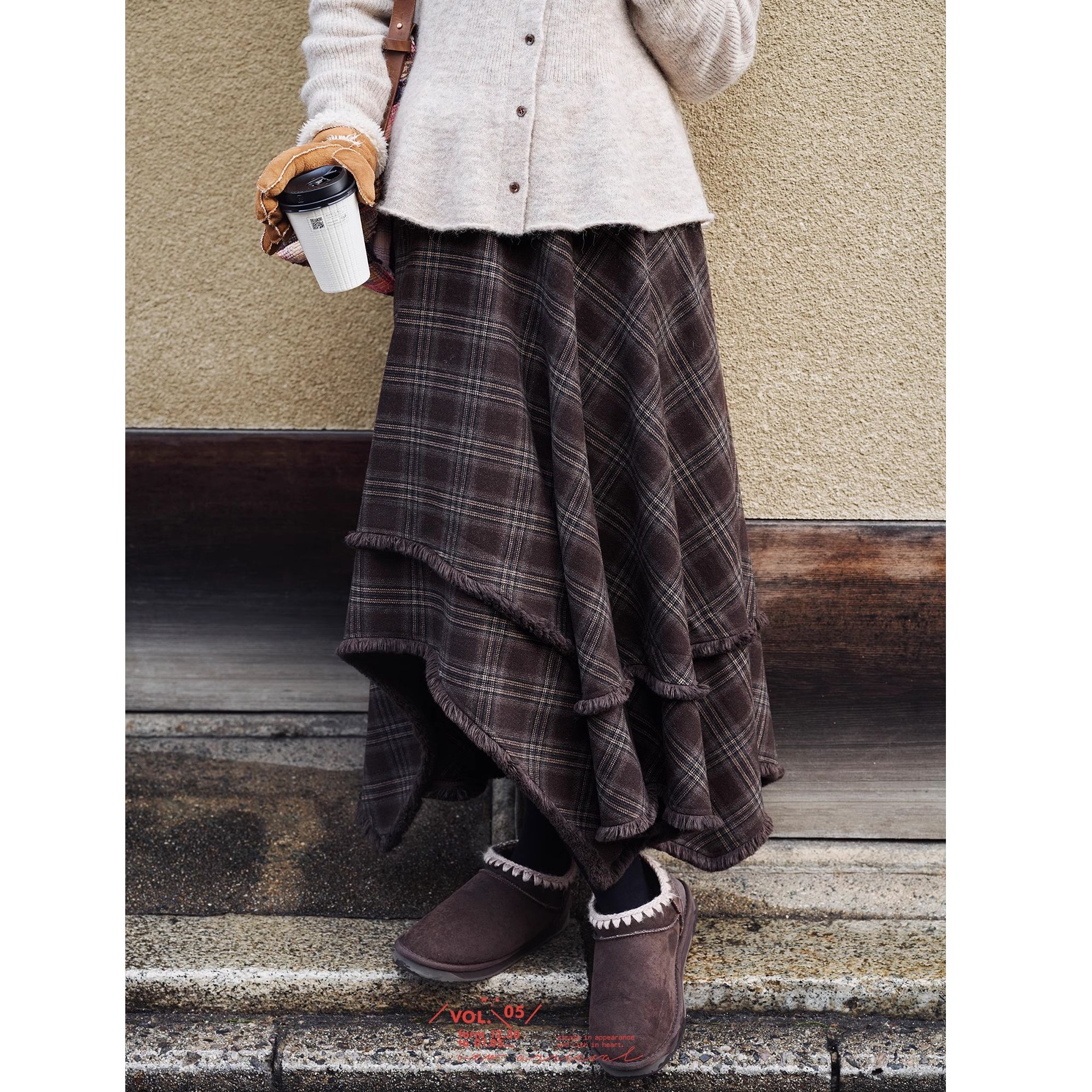 【王雪糕专属】「白描工作间」"荒野探风"不规则流苏花边大摆半身裙