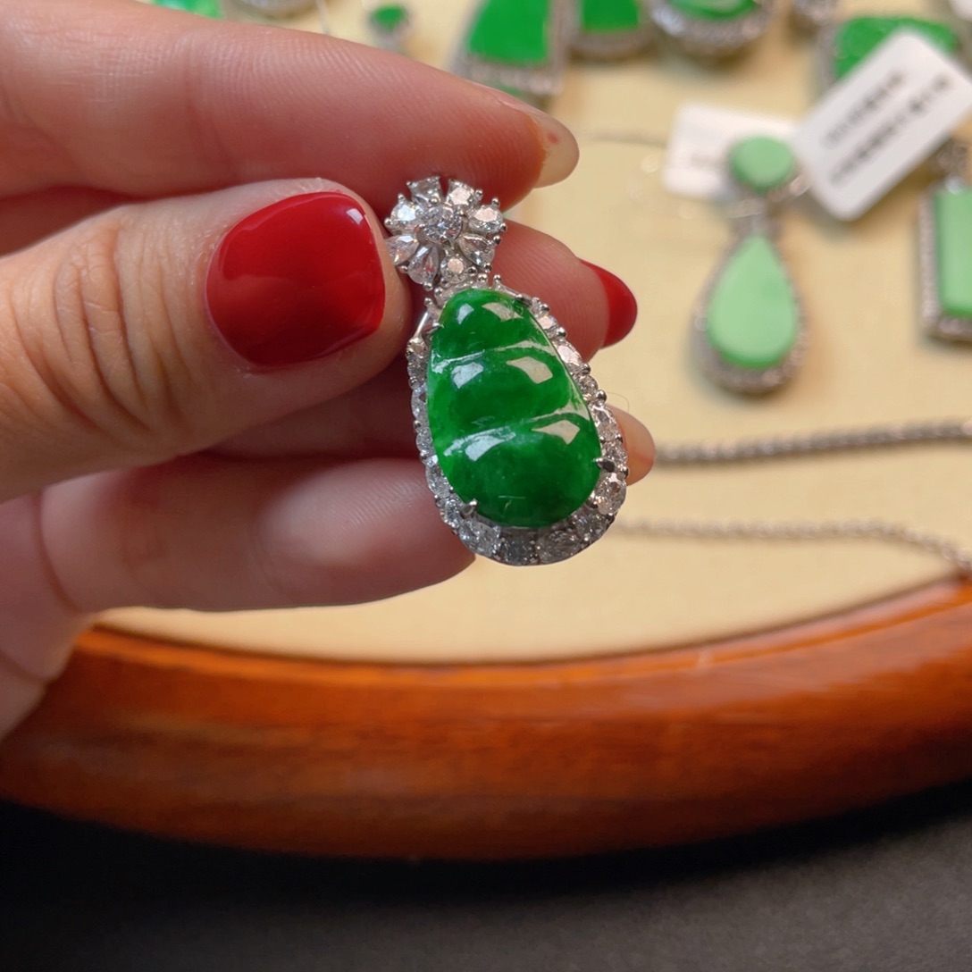 翡翠吊坠(不含链)银S925镶嵌