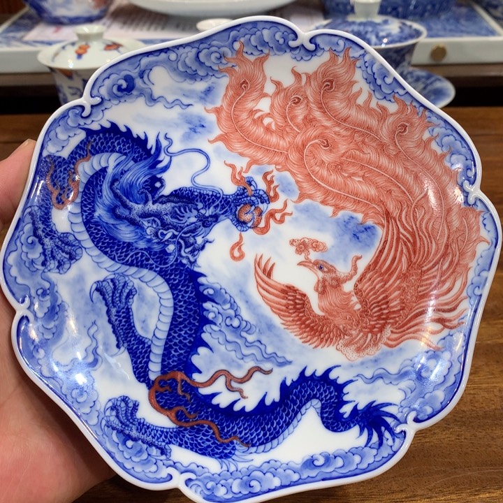 自成堂柴窑 青花釉里红