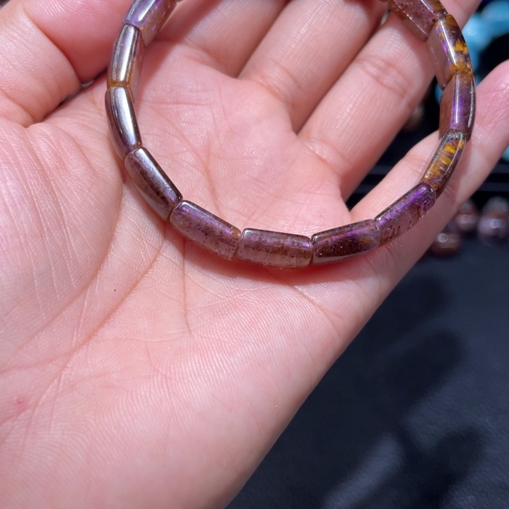 水晶手串未镶嵌善**行极光紫钛手牌