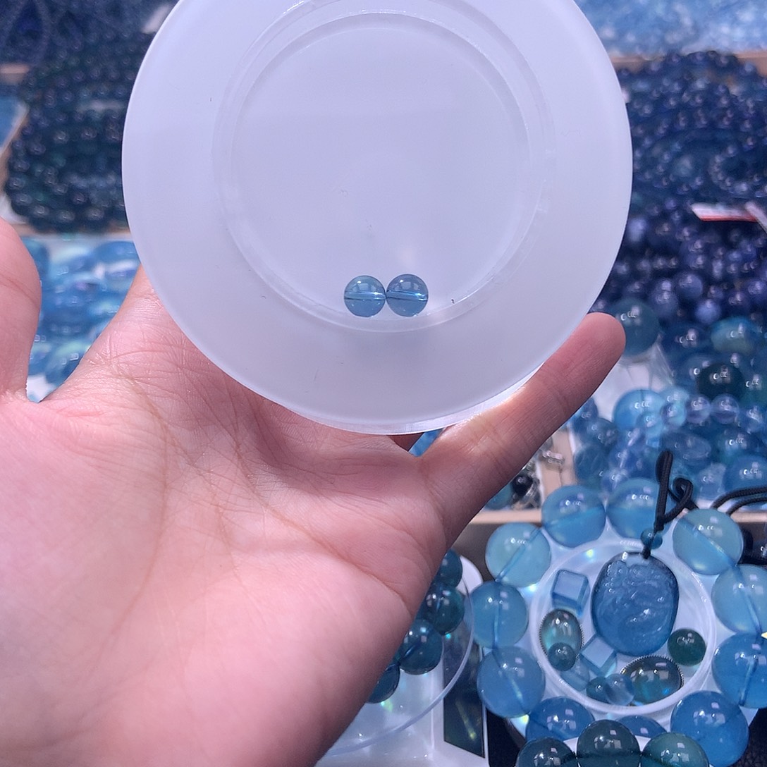 未镶嵌手链水晶沉*毕业魔鬼蓝单珠6.6mm48元一颗