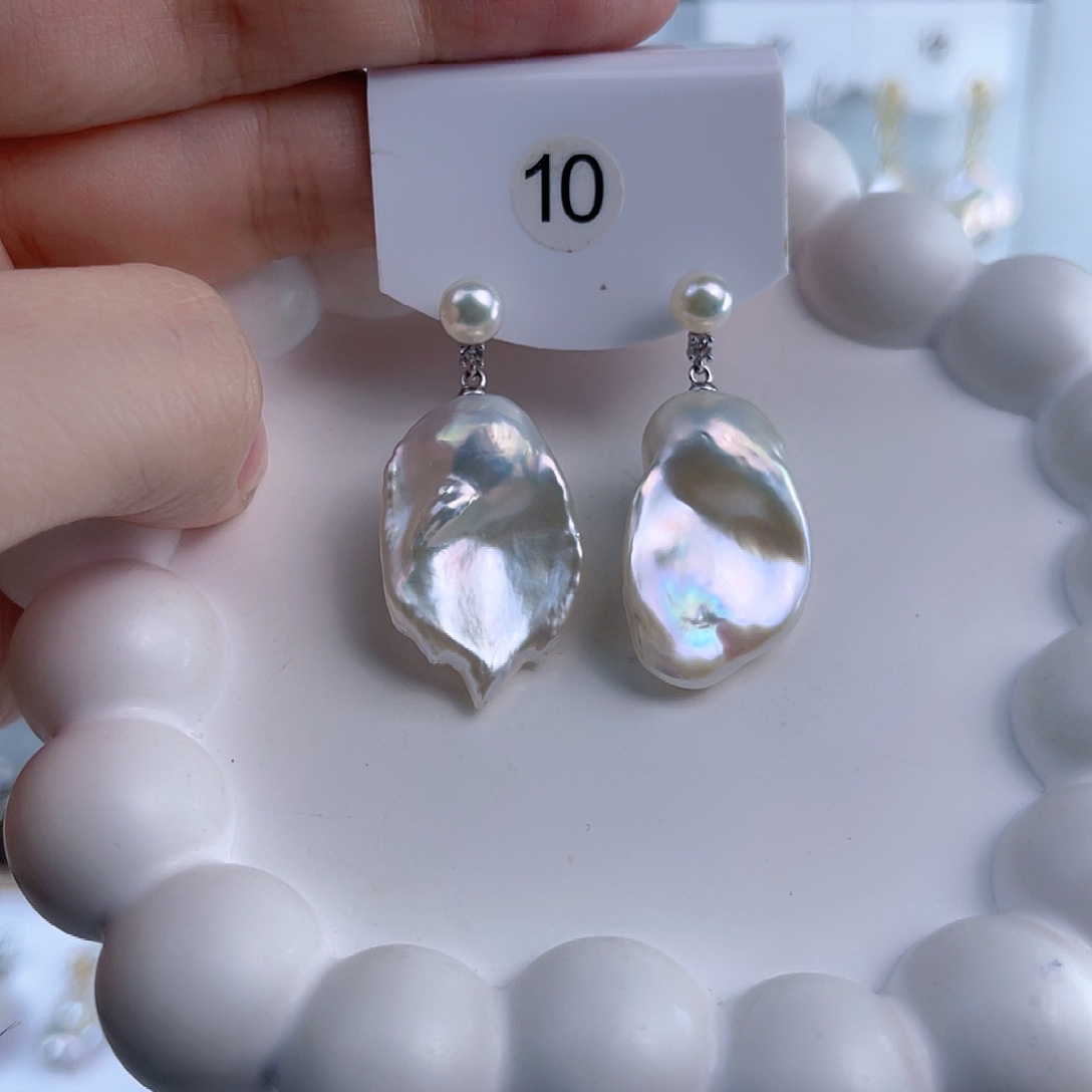 淡水珍珠耳饰未镶嵌超****兽