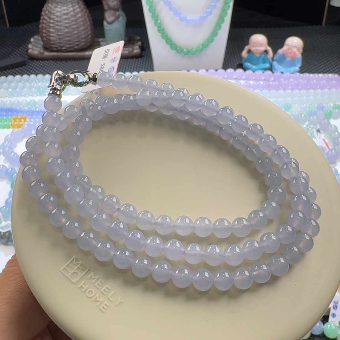 翡翠手链未镶嵌冰蓝紫卡6圈粉超值大漏！