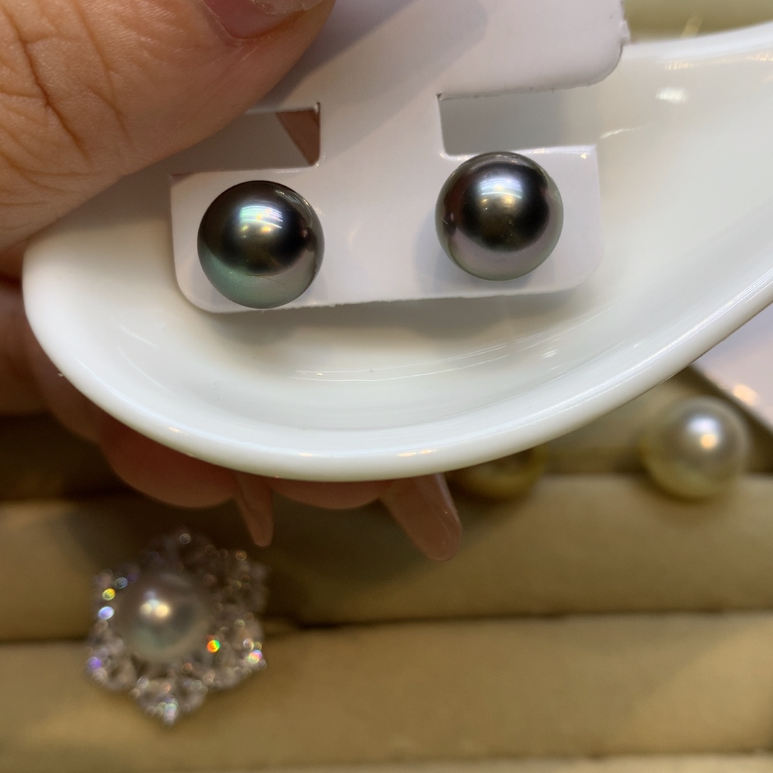 银S925镶嵌耳饰海水珍珠